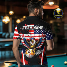 Load image into Gallery viewer, Grunge US Flag Eagle 8 Ball &amp; 9 Ball Billiard Pool Shirt For Men Custom Patriotic Billiard Appeal NYN2762