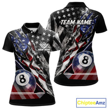 Load image into Gallery viewer, Personalized Smoke US Flag Billiard 8 Ball Pool Shirt For Women Custom Patriotic Billiard Team Appeal NYN2768
