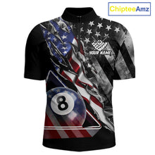 Load image into Gallery viewer, Personalized Smoke US Flag Billiard 8 Ball Pool Shirt For Men Custom Patriotic Billiard Team Appeal NYN2768