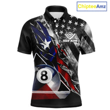 Load image into Gallery viewer, Personalized Smoke Texas Flag Billiard 8 Ball Pool Shirt For Men Custom Patriotic Billiard Appeal NYN2769