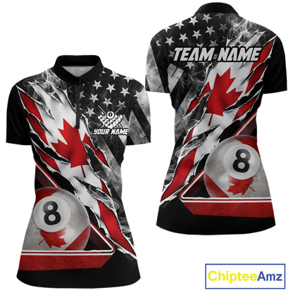Personalized Smoke Canada Flag Billiard 8 Ball Pool Shirt Custom Patriotic Billiard Appeal For Women NYN2770