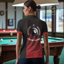 Load image into Gallery viewer, Black And Red 8 Ball Pool Women Billiard Polo &amp; Quarter Zip Shirt Custom 8  Ball Billiard Team Jersey NYN2983