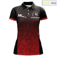 Load image into Gallery viewer, Black And Red 8 Ball Pool Women Billiard Polo &amp; Quarter Zip Shirt Custom 8  Ball Billiard Team Jersey NYN2983