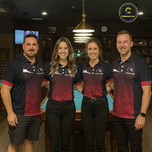 Load image into Gallery viewer, Black And Red 8 Ball Pool Women Billiard Polo &amp; Quarter Zip Shirt Custom 8  Ball Billiard Team Jersey NYN2983
