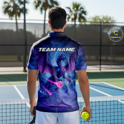 Custom Purple Holographic Dragon Men Pickleball Jerseys Pickleball Paddle League Shirts NYN2130