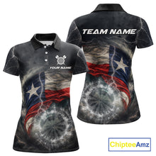 Load image into Gallery viewer, Custom Texas Flag Tornado White Thunder Darts Women Polo &amp; 1/4-Zip Shirts Dart Team Jerseys NYN2808