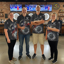 Load image into Gallery viewer, Custom Texas Flag Tornado White Thunder Darts Women Polo &amp; 1/4-Zip Shirts Dart Team Jerseys NYN2808