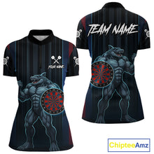 Load image into Gallery viewer, Funny Blue &amp; Red Shark Dartboard Custom Women Darts Quarter-Zip Shirt Dart Tournament Jerseys NYN1905