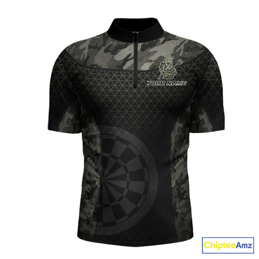 Personalized Black Dartboard Camouflage Darts Polo & 1/4-Zip Shirts For Men Dart Team Jerseys NYN2816