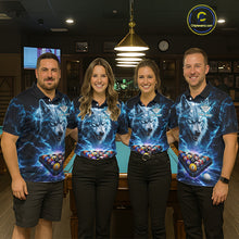 Load image into Gallery viewer, Custom Blue Horror Wolf Billiard Shirts For Women Thunder Lightning Billiard Team League Jerseys NYN3014