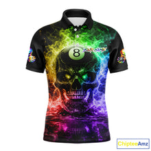 Load image into Gallery viewer, Fire Flame Skull Pool 8 Ball &amp; 9 Ball Billiard Shirt For Men Custom Billiard Team Attire|Colorful NYN2665
