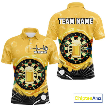 Personalized Play Darts And Cheer Beers Men Darts Polo Shirts Funny Dart League Jerseys NYN2184