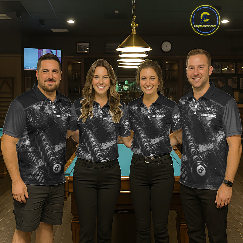 Aim Shoot Swear Repeat Ball Pool Men Polo & 1/4-Zip Team Shirt Custom 8 Ball Billiards Apparel NYN2466
