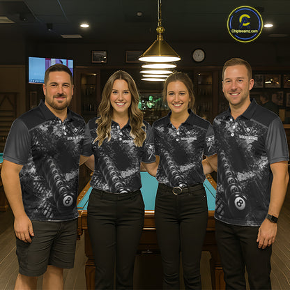 Aim Shoot Swear Repeat Ball Pool Men Polo & 1/4-Zip Team Shirt Custom 8 Ball Billiards Apparel NYN2466