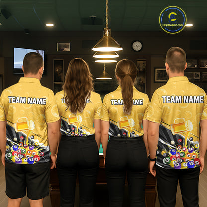 Funny Beer And Pool Balls Billiard Team Shirt For Men Custom Billiard Polo & 1/4 Zip Attire NYN2477