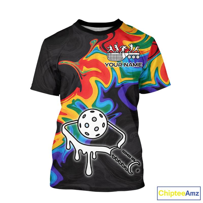 Colorful Splash Men Pickleball Ball & Paddle T-Shirt Personalized Pickleball Team Jerseys NYN2489