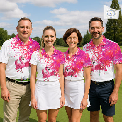 Funny Mens Golf Polo Shirt Custom Winner Flamingo Pink Splatter Golf Clothing Shirts, Golf Gifts NYN2875