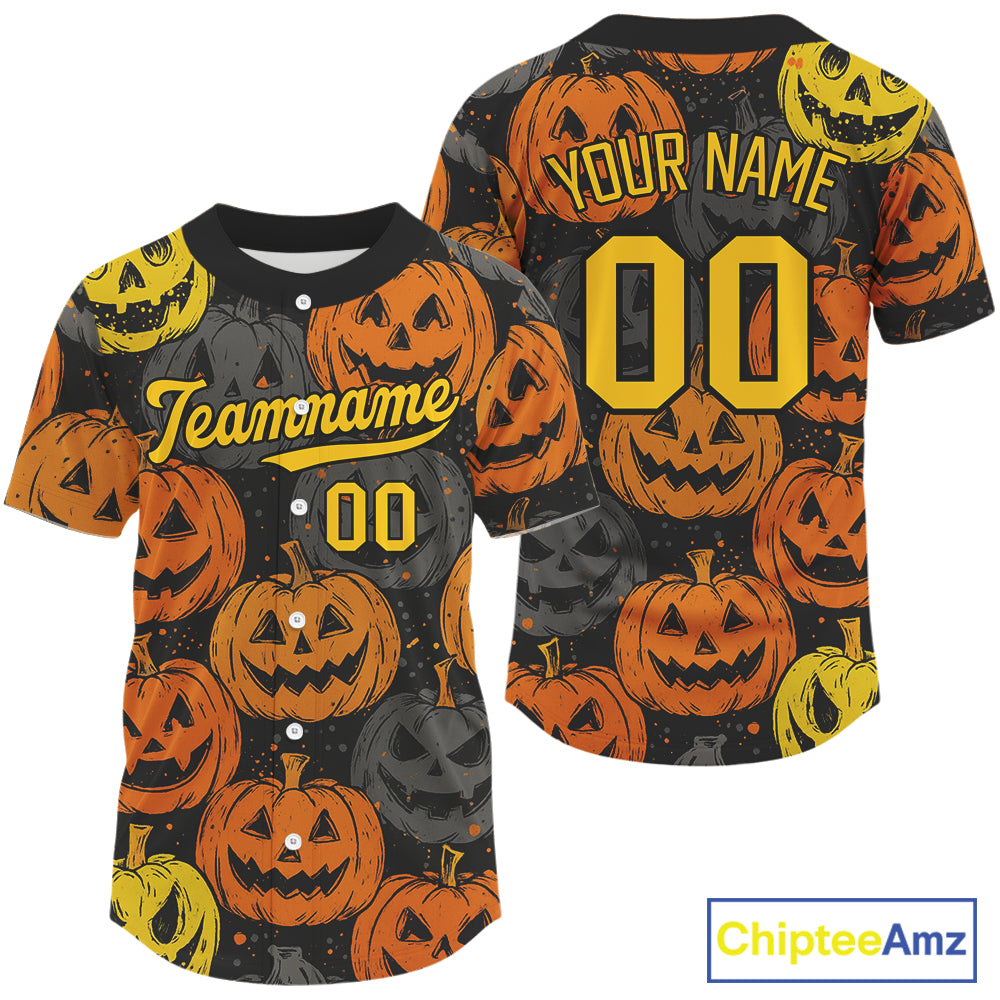 Custom Colorful Pumpkin Baseball Halloween Shirt For Men Hallow's Eve Baseball Jerseys NYN1466