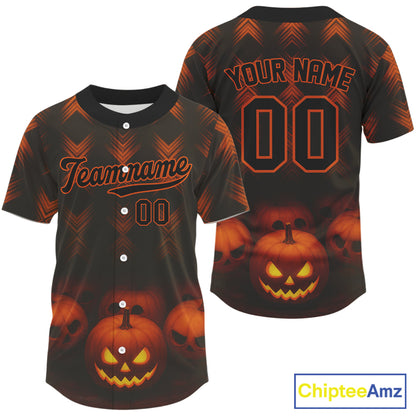 Custom Orange Halloween Pumpkin Baseball Shirt For Men Baseball Tournament Jerseys NYN1464