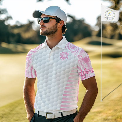 Mens Golf Polo Shirts Pink Tie Dye Pattern Custom White Golf Ball Golf Top Shirt For Ladies NYN2908