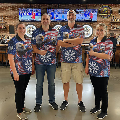 American Flag Eagle Freedom Dartboard Dart 1/4-Zip Shirt Custom Patriotic Men Dart Team Jerseys NYN2541