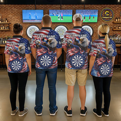 American Flag Eagle Freedom Dartboard Dart 1/4-Zip Shirt Custom Patriotic Men Dart Team Jerseys NYN2541