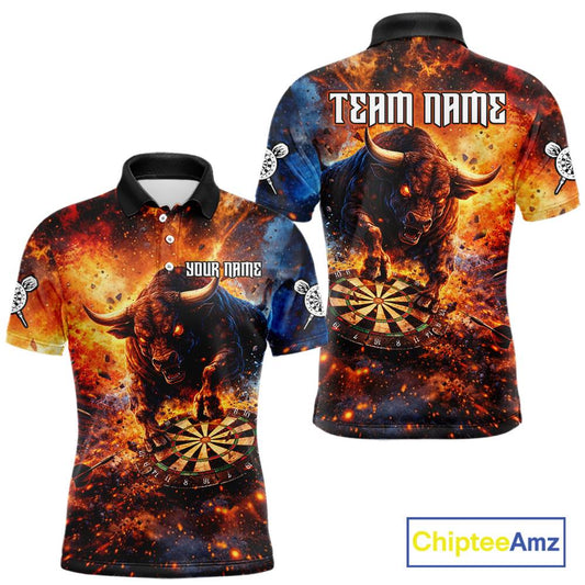 Colorful Splatter Funny Bull Cracked Dartboard Men Dart Polo Shirts Custom Dart Team Jerseys NYN2730