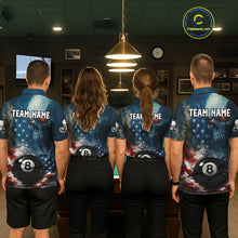 Load image into Gallery viewer, American Flag Skull Smoke 8 Ball Billiard 3D Shirt For Women Personalized Pool Billiard Team Attire NYN2745