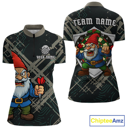 Custom Santa Claus Dartboard Funny Christmas Dart Team Women Quarter-Zip Shirt Xmas Dart Gifts NYN1537