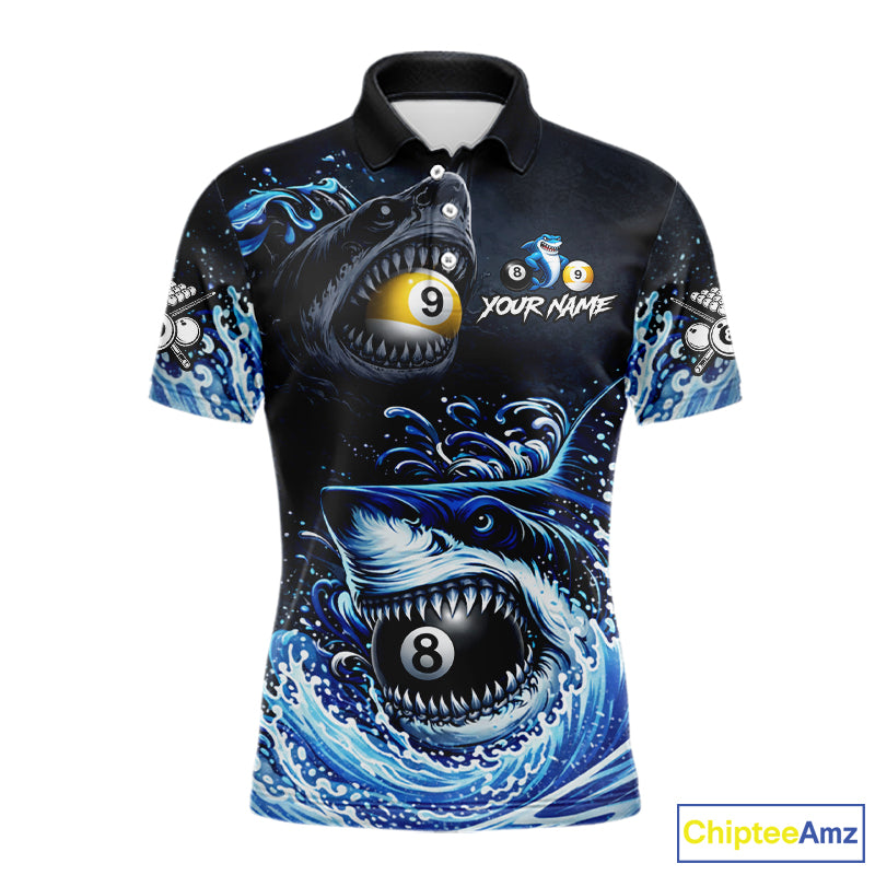 Funny Shark Waving Pool 8 Ball & 9 Ball Billiard Shirt For Men Personalized Ball Billiard Attire NYN2590