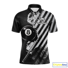 Load image into Gallery viewer, Black And Grey Grunge Pool 8 Ball Men Billiard Shirt Personalized Graffiti Billiard Attire NYN2595