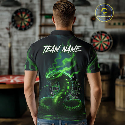 Custom Green Smokes Funny Cobra Dartboard Men Darts Polo Shirt, Outfits Dart Jerseys NYN1813