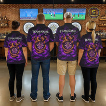 Load image into Gallery viewer, Gold Horror Dragon Hold Dartboard Women Darts Polo Shirt Custom Purple Grunge Darts Team Jersey NYN2609
