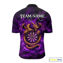 Load image into Gallery viewer, Gold Horror Dragon Hold Dartboard Women Darts Quarter-Zip Shirt Custom Purple Grunge Darts Team Jersey NYN2609