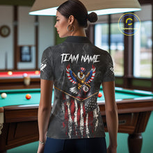 Load image into Gallery viewer, Smoke Grunge US Flag Eagle 8 Ball Cue Billiard Pool Shirt For Women Custom Patriotic Billiard Appeal NYN2763