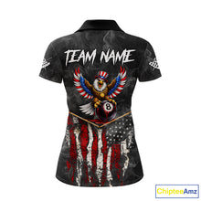 Load image into Gallery viewer, Smoke Grunge US Flag Eagle 8 Ball Cue Billiard Pool Shirt For Women Custom Patriotic Billiard Appeal NYN2763