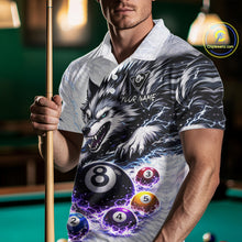 Load image into Gallery viewer, Funny Black-White Wolf Thunder Pool Ball Billiard Shirt For Men Custom Ball 8 Billiard Attire NYN2614