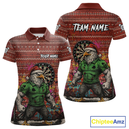 Custom Grunge Eagle Graffiti Women Darts Polo Shirt Funny Christmas Dart Jerseys NYN1854