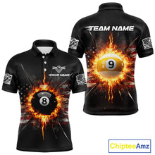 Load image into Gallery viewer, 8 Ball Pool 9 Ball Men Billiard Polo &amp; 1/4-Zip Shirt Custom Patriotic Billiard Team Jersey NYN2371