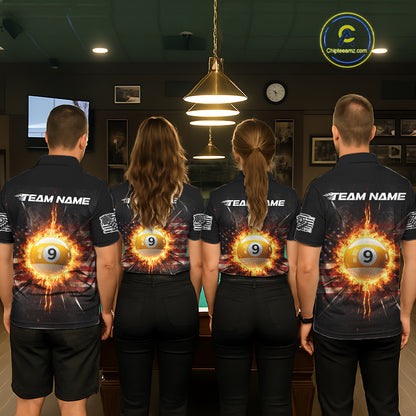 8 Ball Pool 9 Ball Women Billiard Polo & 1/4-Zip Shirt Custom Patriotic Billiard Team Jersey NYN2371