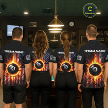 Load image into Gallery viewer, Flame 8 Ball Pool Women Billiard Polo &amp; 1/4-Zip Shirt Custom US Flag Billiard Team Jersey NYN2372