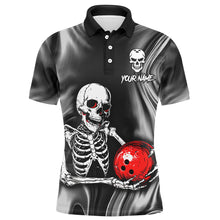 Load image into Gallery viewer, Skull Bowling Shirt Personalized Bowling Team League Skull Polo Shirt for Men QZT285