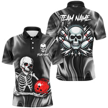 Load image into Gallery viewer, Skull Bowling Shirt Personalized Bowling Team League Skull Polo Shirt for Men QZT285