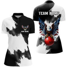 Load image into Gallery viewer, Custom Bowling Shirt Eagle Bowling Team Jersey Patriotic Women Quarter Zip Shirt for Bowlers QZT296