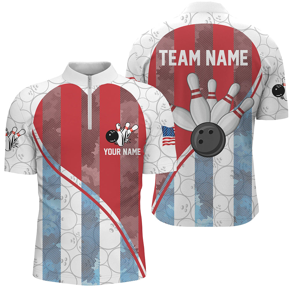 Bowling Shirt for Men Bowling Tournament Jersey Unisex 1/4 Zip Bowling Shirt QZT273