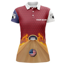 Load image into Gallery viewer, Personalized Bowling Shirt with Name Polo Bowling Jersey for Women Flame Bowling Shirt Unisex QZT286