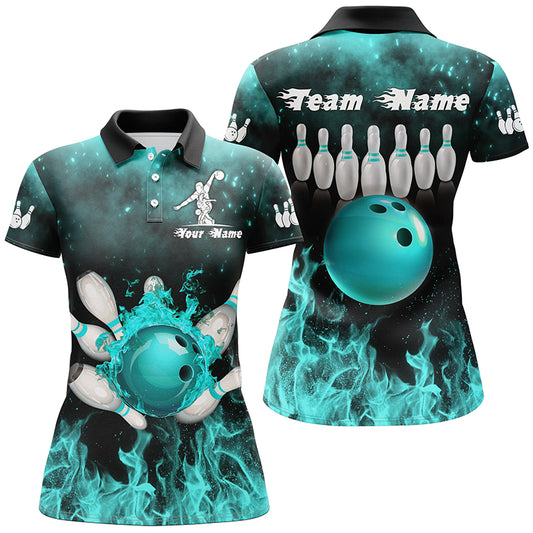 Flame Bowling Shirts for Women Custom Bowling Team Jersey Polo Shirt Uniform QZT464