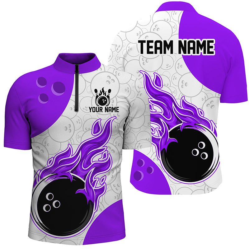 Purple and gray sports jersey with flame design and customizable text on a white background