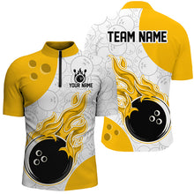 Load image into Gallery viewer, Bowling-themed sports outfit with flames and a bowling ball design on a white background.