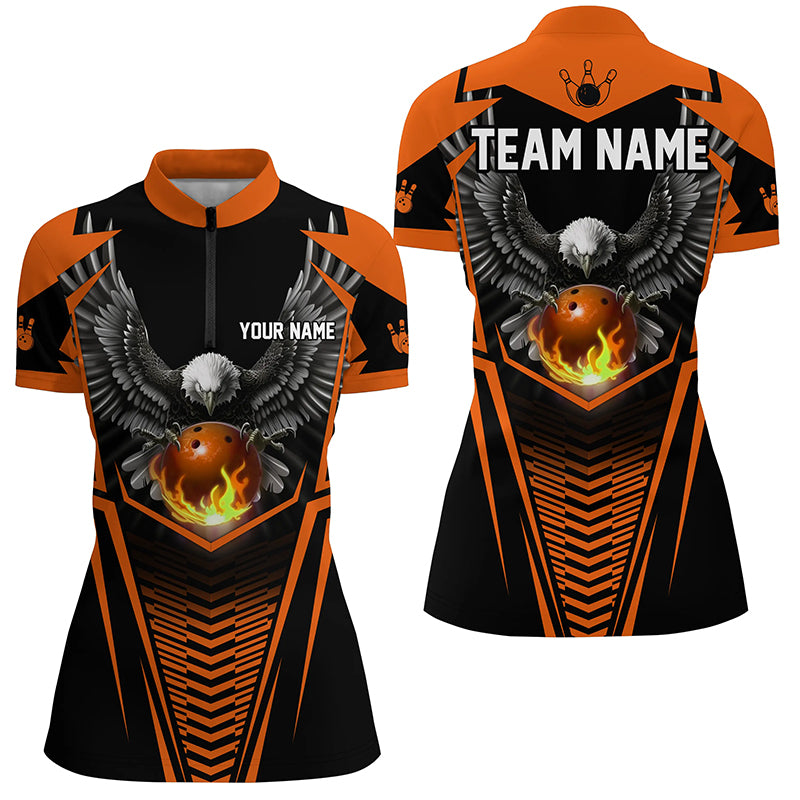 Custom Eagle Bowling Shirts 1/4 Zip Bowling Team League for Women QZT434
